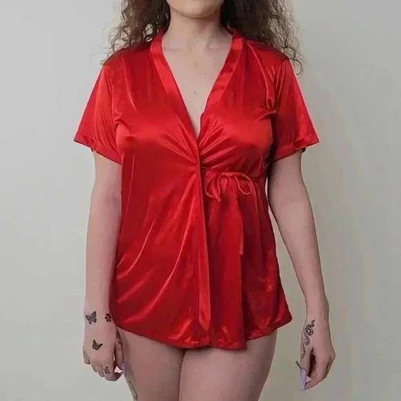 Vintage y2k Silky Babydoll Top Sleep Shirt Pajama Nightie - S - Picture 6 of 9